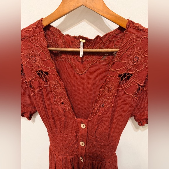 FREE PEOPLE Colette Maxi Dress in Cinnamon Sz SMALL - Picture 5 of 11